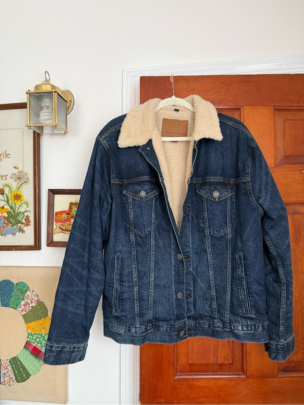 Dark Wash Sherpa-Lined Denim Jacket